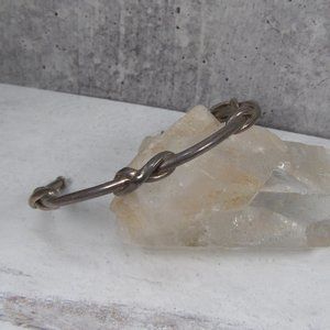 Vintage Mens Womens Sterling Silver Infinity Barbed Wire Cuff Bracelet